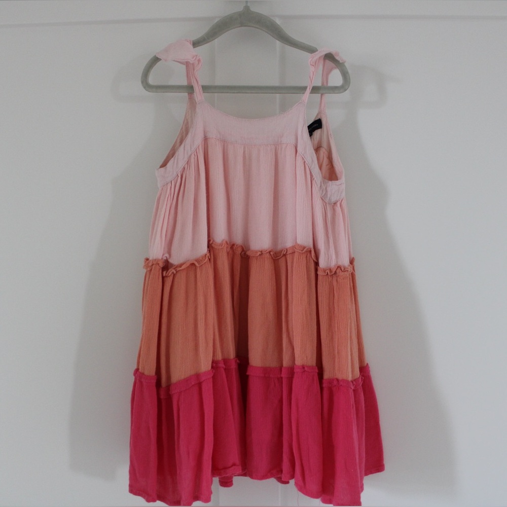 French Connection Pink and Orange Tiered Kids Dress